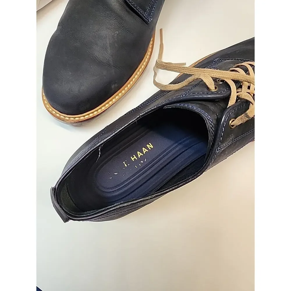 Cole Haan Tyler Grand Plain Ox Shoes Mens 12M Marine Blue Wax C25105